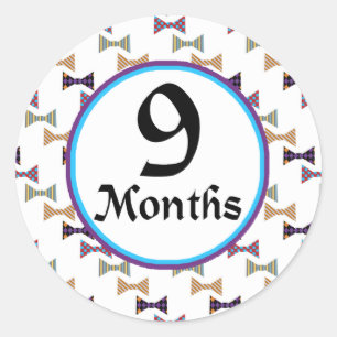 9 Months Bow Tie Milestone Classic Round Sticker