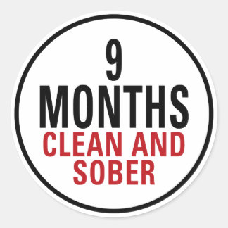 9 Months Clean and Sober Classic Round Sticker