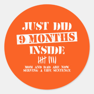 9 Months Inside Classic Round Sticker