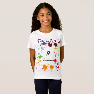 9 Name Art Painting Party Colourful Splashes T-Shirt