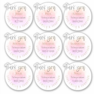 9 Names Thank You Message Bridal Party Individual