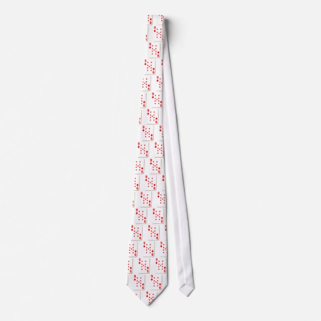 9 of Diamonds Playing Card Tie (Front)