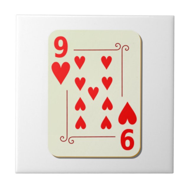 9 of Hearts Playing Card Tile (Front)