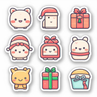 9-Pack Cute Kawaii Christmas Sticker Pack