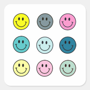 9-Pack Stickers Pastel Pink Blue Green 90s 