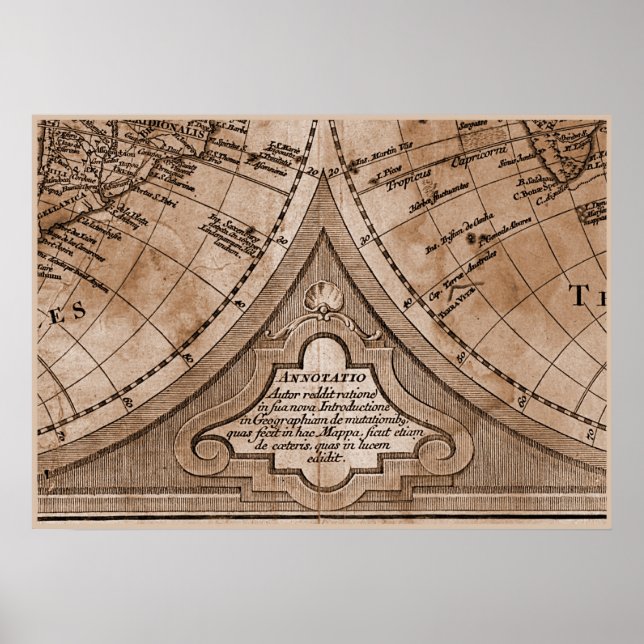 9 Panel Sepia Version de L'Isle World Map Frame 8 Poster (Front)
