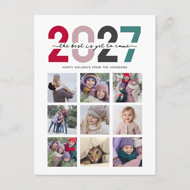 9 Photo 2027 Christmas The Best Is Yet To Come Holiday Postcard (Front)