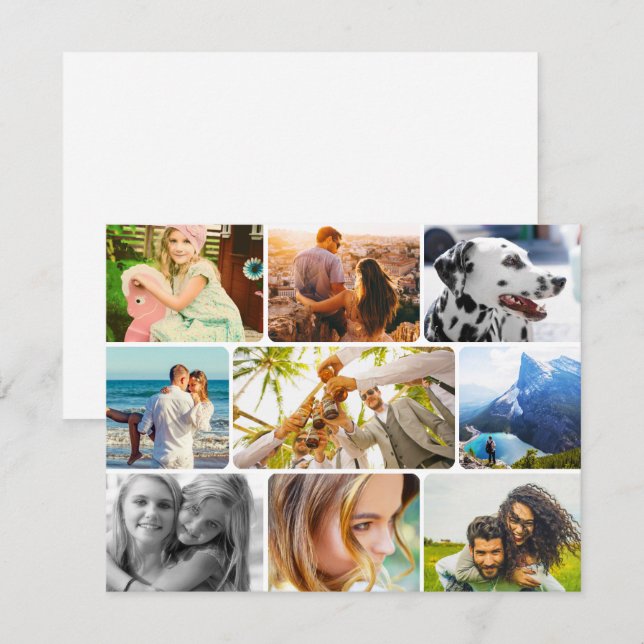 9 Photo Birthday Card Template Collage (Front/Back)