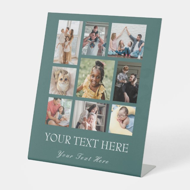 9 Photo Collage Family Pedestal Sign (Front)