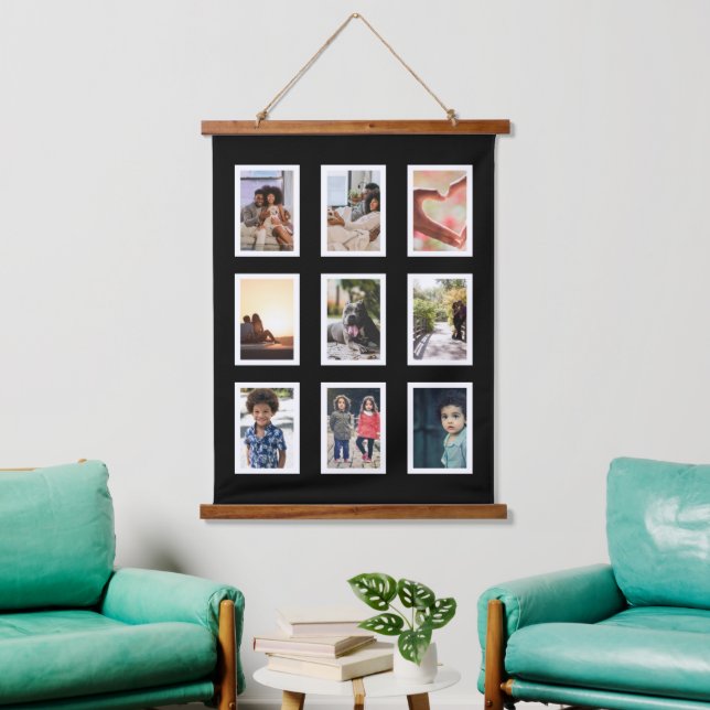 9 Photo Collage Family Personalised Hanging Tapestry (Living Room)