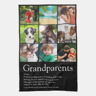 9 Photo Collage Grandparents Definition Tea Towel