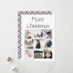 9 photo collage grid elegant Christmas Card