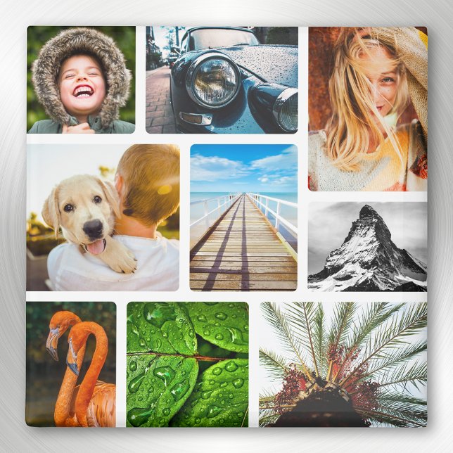 9 Photo Collage Magnet Template White Framed (Creator Uploaded)