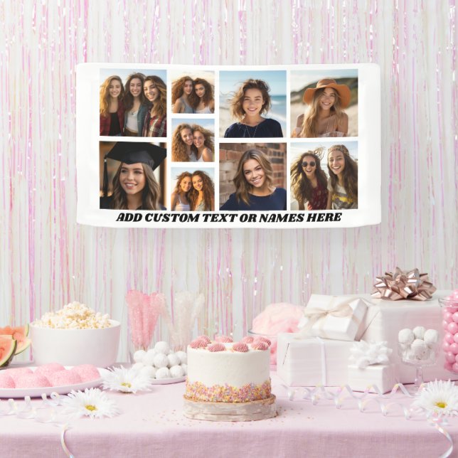 9 Photo Collage Minimalist - Black and White Grid Banner (Party)