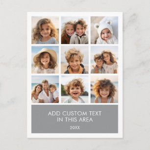 9 Photo Collage Minimalist with Colour Text Box Postcard