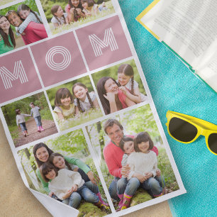 9 Photo Collage Mum Mother's Day Beach Towel