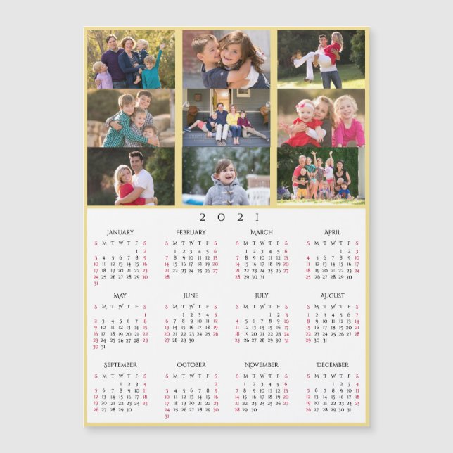 9 Photo Collage Personalised 2021 Family Calendar (Front)