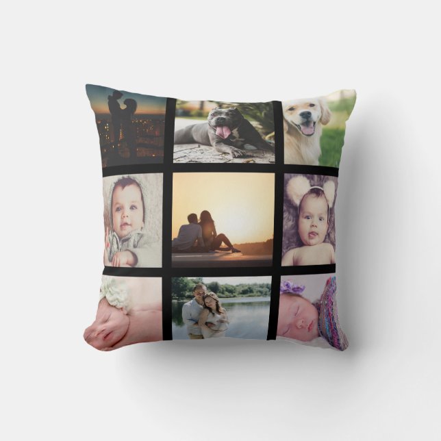 9 Photo Collage Personalised Cushion (Front)