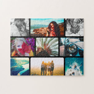9 Photo Collage Puzzle in Black Frame