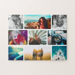 9 Photo Collage Puzzle in White Frame