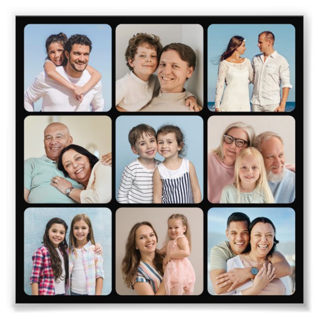 9 Photo Collage Rounded Corners Photo Enlargement (Front)