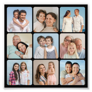 9 Photo Collage Rounded Corners Photo Enlargement Print