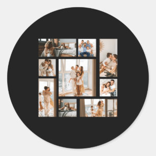 9 Photo Collage Template Classic Round Sticker