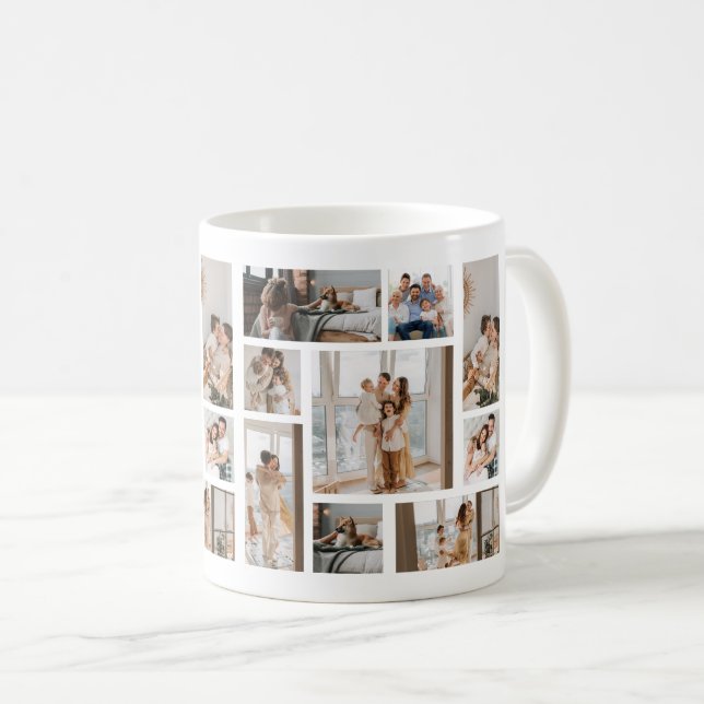 9 Photo Collage Template Personalise Coffee Mug (Front Right)