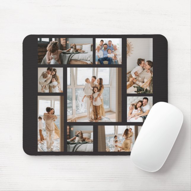9 Photo Collage Template Personalise Mouse Pad (With Mouse)