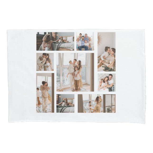 9 Photo Collage Template Personalise pillow case (Front)