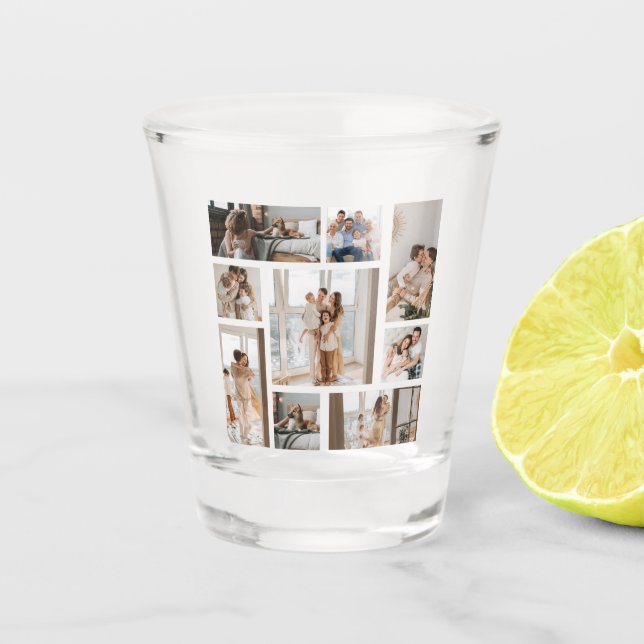 9 Photo Collage Template Personalise Shot Glass (Front)