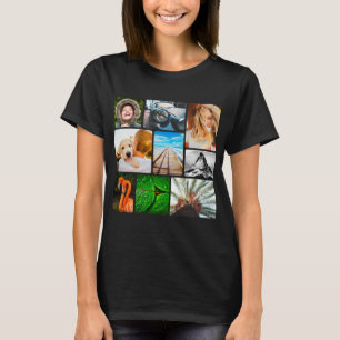 9 Photo Collage Template Rounded T-Shirt