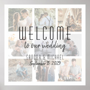 9 Photo Collage Wedding Welcome Poster