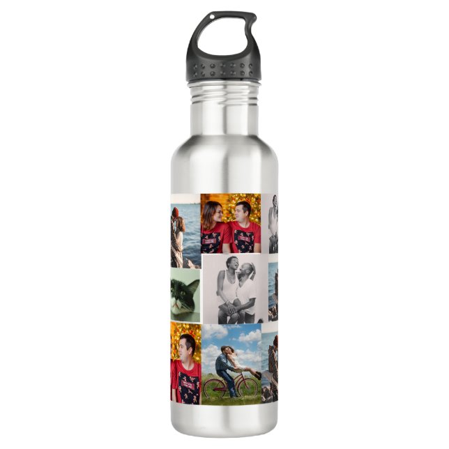 9 Photo Custom Personalized Collage 710 Ml Water Bottle (Front)