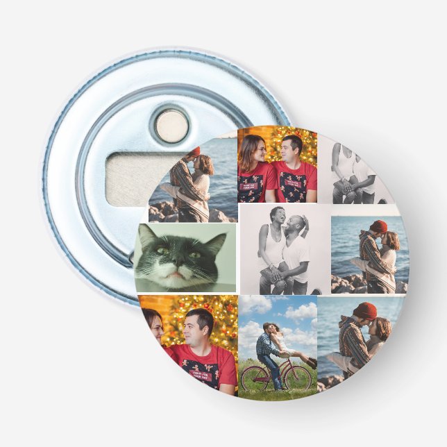 9 Photo Custom Personalized Collage Bottle Opener (Front)