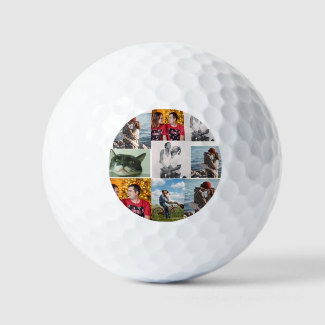 9 Photo Custom Personalized Collage Golf Balls (Front)