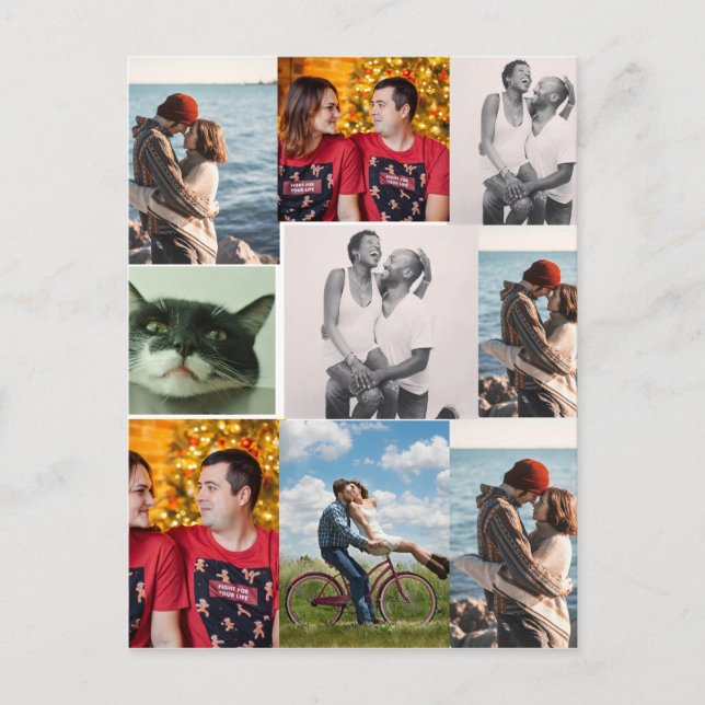 9 Photo Custom Personalized Collage Postcard (Front)
