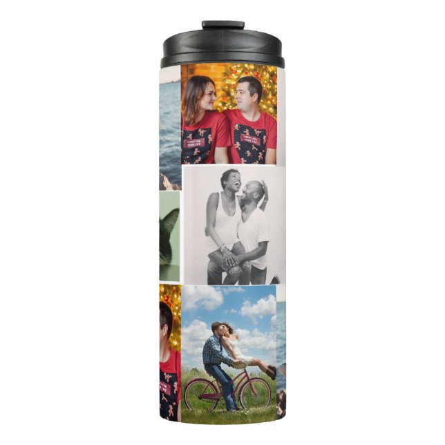 9 Photo Custom Personalized Collage Thermal Tumbler (Front)