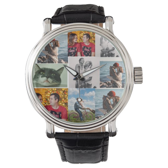 9 Photo Custom Personalized Collage Watch (Front)