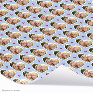 9 Photo Cute Love Heart Elegant Cornflower Pattern Wrapping Paper