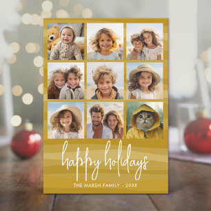 9 Photo Organic Gold - Christmas Happy Holiday Card