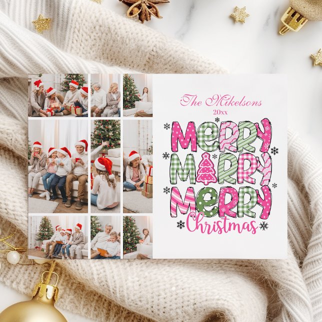 9 Photo Pink Green Merry Christmas Holiday (Creator Uploaded)