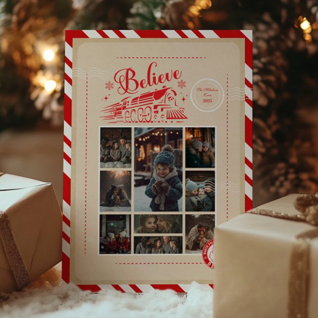 9 Photo Polar Express Christmas Ticket Holiday Card (Creator Uploaded)