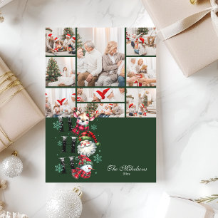 9 Photo Retro Santa & Friends Christmas Holiday Card