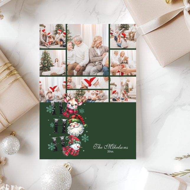 9 Photo Retro Santa & Friends Christmas Holiday Card (Creator Uploaded)