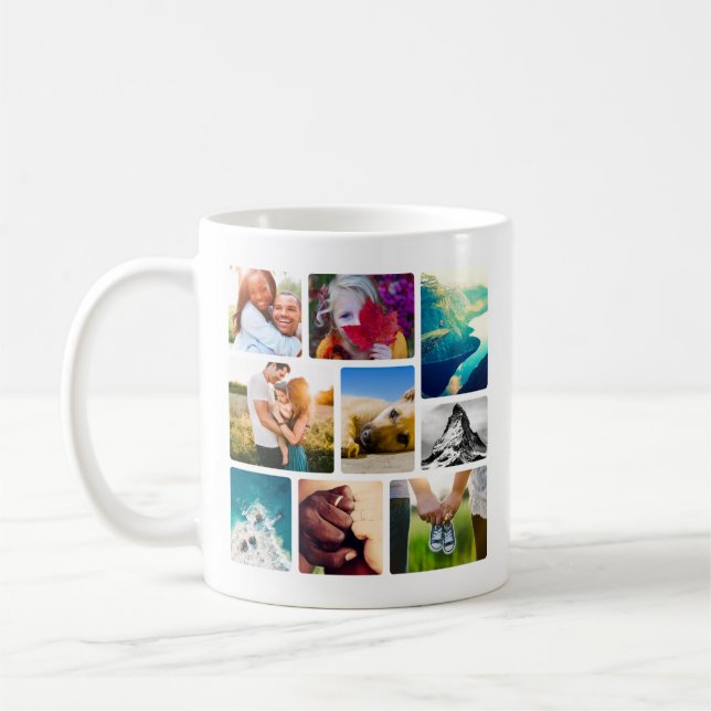 9 Photo Rounded Collage Mug (Left)