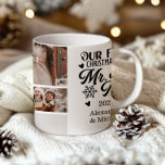 9 Photo Snowflakes Christmas Mr and Mrs  Two-Tone Coffee Mug<br><div class="desc">Celebrate your first holiday season as a married couple with this elegant winter design. Featuring a minimalist black-and-white aesthetic, romantic script typography, and a sweet heart emblem, this personalised keepsake is ideal for couples who want to share their joy with timeless style. A beautiful way to mark your first Christmas...</div>