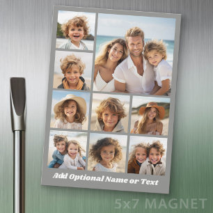 9 Photo Square Collage - white text Magnet