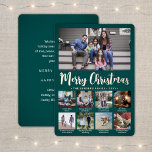 9 Photo Teal Green Merry Christmas Modern Collage Foil Holiday Card<br><div class="desc">Send stylish joyful greetings and share 9 of your favourite pictures with a custom photo collage teal and rose gold foil holiday card. All text on this template is simple to customise to include any wording, such as Merry Christmas, Happy Holidays, Seasons Greetings, New Year Cheers etc. (IMAGE PLACEMENT TIP:...</div>