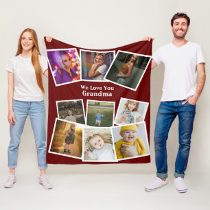 9 Photo Template And Text Personalised Custom Made Fleece Blanket